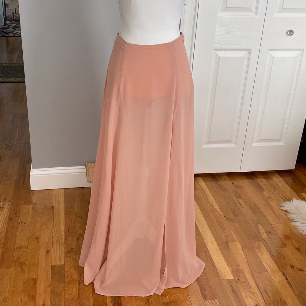 High Waisted Floor Length Skirt with Slit